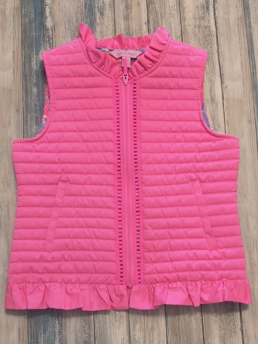 Girls Lilly Pulitzer Levie Vest in Tiki Pink Sz L (8-10)